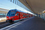   Zwei vierteilige Stadler FLIRT 3 (vorne 1428 009) der DB Regio AG stehen am 01.06.2017 im Hauptbahnhof Münster (Westf.) zur Abfahrt, als RE 42  Niers-Haard-Express , nach Mönchengladbach