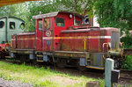   Die EFO 104, ex Industrielok Bayer 104 (der Bayer AG, Leverkusen), eine Jung-Doppellok (Umbau aus meterspurigen Werksloks 5+6), am 07.06.2014 im Eisenbahnmuseum Dieringhausen.