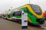   Der neue zweiteilige Newag Dieseltriebwagen 222M f�r die Koleje Mazowieckie (deutsch Masowische Eisenbahnen) wurde von NEWAG Sp�łka Akcyjna auf der InnoTrans 2014 (hier am 26.09.2014)