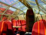 Innenraum Aussichtskanzel des historische Rheingold-Wagen (Dome-Car) 56 80 81-80 002-7 (ADm) am 14.08.2010 im Rheinisches Industriebahn-Museum (RIM) in K�ln.