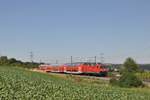 143 227 ist am 31.07.2020 als RB22 (15269) nach Frankfurt Hbf unterwegs.