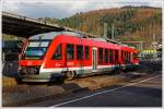 Der Dieseltriebwagen 648 203 / 648 703 der DreiLänderBahn (DB Regio) fährt als RB 95  Sieg-Dill-Bahn  (Dillenburg-Siegen-Betzdorf/Sieg-Au/Sieg) am 17.02.2014 in den Bahnhof Betzdorf (Sieg)