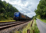 Die 139 287-7 (91 80 6139 287-7 D-BYB) der BayernBahn GmbH fährt am 26.08.2021 mit dem sogenannten  Henkelzug  (Langenfeld/Rhld.