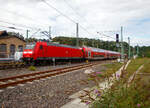 Die 146 006-2 (91 80 6146 006-2 D-DB) der DB Regio NRW schiebt, den RE 9 - Rhein Sieg Express (RSX) Brachbach - Betzdorf - K�ln – Aachen Steuerwagen voraus, am 20.09.2022 von Betzdorf(Sieg)