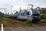 Die an die RTB Cargo - Rurtalbahn Cargo GmbH (RATH Gruppe) vermietete SIEMENS Vectron AC 193 999-0 „Győr“ (91 80 6193 999-0 D-Rpool) fährt am 10 Juni 2025 mit einem, laut