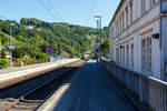 Der Bahnhof Kirchen/Sieg bei km 120,7 an der Siegstrecke (KBS 460) am 18 August 2025 in Blickrichtung Betzdorf.
