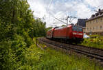 Die 146 002-1 (91 80 6146 002-1 D-DB) der DB Regio AG schiebt den RE 9 - Rhein Sieg Express (RSX) Siegen - K�ln – Aachen am 20 Mai 2026 Steuerwagen voraus von Kirchen/Sieg weiter in Richtung Betzdorf/Sieg.

Die TRAXX P160 AC1 wurde 2001 von Adtranz in Kassel unter der Fabriknummer 33809 gebaut