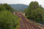   Morgens um zehn nach sieben am 20.06.2014 Hochbetrieb am Bahnhof Herdorf.