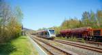   Der VT 118 (95 80 0946 418-0 D-HEB / 95 80 0646 418-3 d-HEB / 95 80 0946 918-9 D-HEB) ein Stadler GTW 2/6 der Hellertalbahn fährt am 24.04.2015 als RB 96  Hellertal-Bahn 