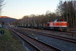 Die RLG 54 / 175 504-9 (92 80 1275 504-9 D-RLG) eine MaK G 1206 der RLG - Regionalverkehr Ruhr-Lippe GmbH (Soest), vermietet ans Schwesterunternehmen WLE - Westfälische Landes-Eisenbahn GmbH,