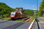 Der  RegioSwinger  Dieseltriebwagen mit Neigetechnik 612 641 / 141 der DB Regio fährt am 05.05.2013, als RE 25  Lahntalexpress  (Koblenz Hbf - Limburg/Lahn - Wetzlar - Gießen - Wetzlar)