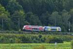 Dieseltriebz�ge des SNCF Ter auf der deutschen Seite der Mosel unterwegs von Karthaus in Richtung Thionville, nahe Oberbillig aufgenommen vom luxemburgischen Moselufer in Mertert.