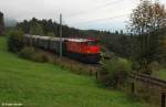 �GEG �BB 1245.518 vor Sonderzug Innsbruck - Mittenwald anl�sslich des Streckenjubil�ums 100 Jahre Mittenwaldbahn, KBS 410 Garmisch-Partenkirchen - Innsbruck, fotografiert bei Leithen am 30.09.2012 --> Eigentlich w�re an dieser Stelle im Hintergrund herrlich das Inntal zu sehen. Wegen Wolken und Nebel blieb es an diesem Tag leider bei dieser dunklen und tr�ben Aussicht.  