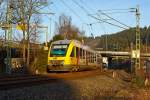   Der VT 267 (  95 80 0648 167-4 D-VCT / 95 80 0648 667-3 D-VCT) ein Alstom Coradia LINT 41 der HLB Hessenbahn GmbH f�hrt am 01.01.2015 als RB 95  Sieg-Dill.Bahn   Siegen - Au/Sieg gleich in den