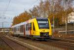   Der Alstom Coradia LINT 41 der neuen Generation / neue Kopfform, der VT 505 (95 80 1648 105-2 D-HEB / 95 80 1648 605-1 D-HEB) der HLB (Hessische Landesbahn GmbH) fährt am 08.11.2015, als RB 93