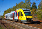   Der VT 264 (95 80 0648 664-0 D-HEB / 95 80 0648 164-1 D-HEB) ein Alstom Coradia LINT 41 der HLB (Hessische Landesbahn) fährt am 30.09.2018, als RB 93  Rothaarbahn  (Bad Berleburg - Kreuztal -