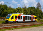   Der VT 208 (95 80 0640 108-6 D-HLB), ein Alstom Coradia LINT 27 der HLB, ex vectus VT 208, fährt am 25.08.2019, als RB 90  Westerwald-Sieg-Bahn  die Verbindung Siegen - Betzdorf/Sieg - Au/Sieg
