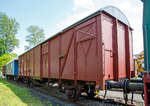 Zweiachsiger gedeckter G�terwagen G1 RV Europ 80 DB 150 3 059-C der Gattung Gbs 254 am 28.05.2016 im Eisenbahnmuseum Dieringhausen.