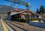 Blick auf den Bahnhof Gossensaß/Colle Isarco am 27.03.2022.