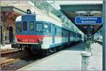 Der FS Aln 668 1526 und ein weiterer warten in Taormina Giradini auf die Abfahrt.