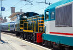 Die Diesellos D.345 1010 (92 83 2345 010-8 I-TI) mit der wohl frisch aus der Revision kommenden D.245 6118 (98 83 2245 718-1 I-TI) am Haken, beide der Trenitalia (100-prozentige Tochtergesellschaft