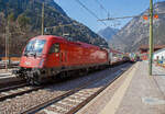 Die �BB Taurus III 1216 008 / E 190 008 (91 81 1216 008-3 A-�BB) erreicht am 27.03.2022 p�nktlich, mit dem Eurocity EC 85 nach Venedig Santa Lucia (M�nchen Hbf - Innsbruck Hbf - Verona Porta Nuova -
