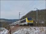 - Der Hauch von Schnee bildlich festgehalten - Am 14.01.2013 braust der IR 3737 Troisvierges - Luxembourg durch das leicht verschneite Drauffelt und zu meiner �berraschung wurde der Zug nicht von
