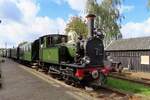 Ex-NS 8107 steht mit ein Dampfpendelzug am 14 Oktober 2023 abfahrtbereit in Haaksbergen w�hrend die MBS-Herbstdampftage.