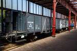 Der zweiachsige offene Güterwagen mit Bremserhaus (Kohlewagen) NS 59221 der Gattung GTMK, später Dienstwagen NS 161190, am 29 April 2025 im Het Spoorwegmuseum (bis 2005 NSM - Nederlands