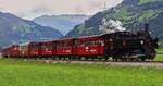 Dampflok NR. 3 Tirol, der Zillertalbahn, mit ihrem Zug aus Richtung Jenbach nach Mayrhofen unterwegs, aufgenommen zwischen Bischl und Mayrhofen w�hrend einer Wanderung. 20.08.2024