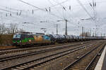 Die an die LTE Logistik- und Transport GmbH (Graz) vermietete Siemens Vectron MS 193 232 (91 80 6193 232-6 D-ELOC) der European Locomotive Leasing (Wien), mit Werbung „From Port 2 Port - 100.te