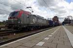 Froschblick auf EU46-514 mit ein Containerzug in Amersfoort am 25 Mai 2021.