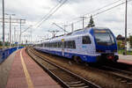 Der achtteilige Stadler Flirt 3, ED160-010 (2 150 125 -4) der PKP IC (Polskie Koleje Państwowe) verlässt am 25 Juni 2017 als IC 84150 nach Katowice den Hbf Posen (Poznań