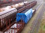 Kohletransportwagen aus Polen Sch�ttgutwagen (Seitenentladung) Fad der PKP in Ulm am 10.05.2010.