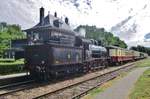 ZLSM, ex SJ 1040 steht mit ein Dampfpendelzug in Schin op Geul am 8 Juli 2017 w�hrend die ZLSM Dampftage.
