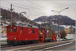 Es hat geschneit und so kommt auch dieses Jahr wieder die CEV HGe 2/2 N° 1 mit der Rot 91 zum Wintereinsatz auf der Strecke Blonay - Les Pléiades.