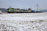 BLS: Doppeltraktion bestehend aus 485 001-2 und 186 105 bei Bettenhausen am 28.