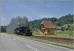 Mit einem Dampfzug der  Emmentalbahn  auf der Fahrt nach Wasen i.