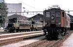 Geführte Besichtigung im Depot Olten Ae 3/6 II Nr.10 439; Ae 4/7 Nr.11 006 und 11 012 am 15.08.1980.