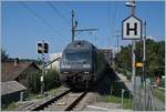 Die BLS Re 465 003-2 mit einen RE nach Bern bei der Haltestelle Zihlbrücke, (wo der RE freilich ohne Halt durchfährt).