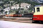 SBB Re 4/4 II TEE 11 252; und Ae 11 463; und BLS Re 4/4 und Ae 6/8 Nr.202 mit Löschzug in Brig am 21.08.1979.