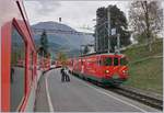 Unser MGB Zug nach Brig kreuzt in Fiesch einen Gegenzug, welcher von einem Deh 4/4 gezogen wird.