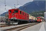 Die FO HGe 4/4 36 (Baujahr 1948) steht mit dem  Glacier Pullman Express  in Brig.

31. August 2019