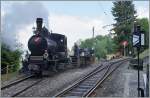 BLONAY-CHAMBY PINGSTFESTIVAL 2015: Zu Besuch war dieses Jahr die LEB G 3/3 N° 8 Echallens, hier in Chaulin beim Wasser und Kohle fassen.