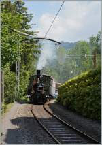 BLONAY-CHAMBY PINGSTFESTIVAL 2015: Die Lok G 3/3 N� 5 in Chaulin.