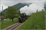 Die etwas ungeschickte Wahl gepaart mit einem zu frühen Auslösen ergibt leider kein sehr schönes Bild der vierfach Traktion des Riviera Belle Epoque Zuges bei Cornaux.