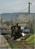 Die Blonay-Chamby Bahn G 3/3 N° 6 rangiert in Blonay.