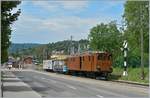 Für den B-C Klassiker in Blonay eignet sich natürlich auch die Blonay-Chamby Bahn Bernina Bahn Ge 4/4 81, hier bei der Ausfahrt nach Chamby bei der Vorbeifahrt am Ausfahrsignal, einer