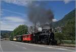  Festival Suisse de la Vapeur 2022 / Schweizer Dampffestival 2022  der Blonay-Chamby Bahn: Die BFD HG 3/4 N° 3 hat mit ihrem recht langen Dampfzug Blonay verlassen und fährt nun ein letztes