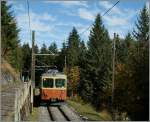 Kurz vor M�rren teilen sich Bahn und Wanderweg den beschr�nkten Platz am Hang.